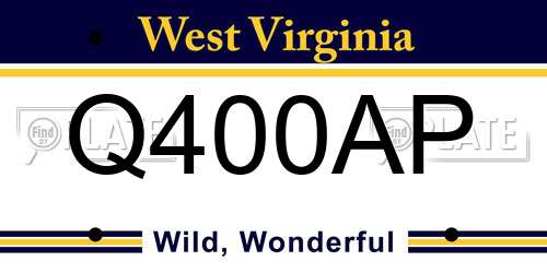 Q400AP West Virginia License Plate