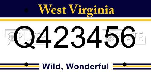 Q423456 West Virginia License Plate