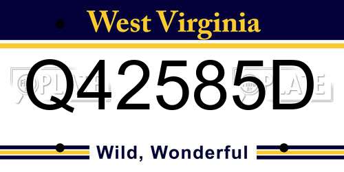 Q42585D West Virginia License Plate