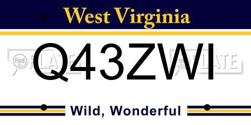 Q43ZWI West Virginia License Plate