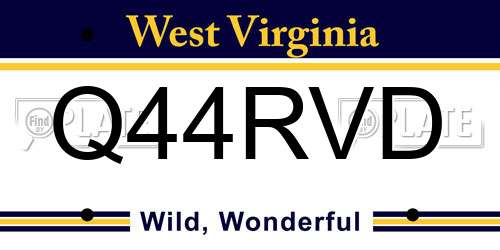 Q44RVD West Virginia License Plate