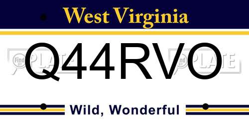 Q44RVO West Virginia License Plate