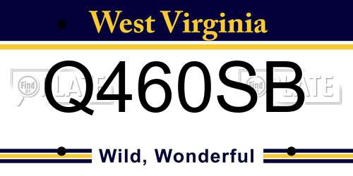 Q460SB West Virginia License Plate