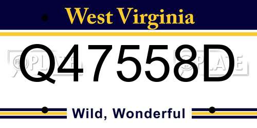 Q47558D West Virginia License Plate