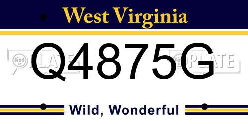 Q4875G West Virginia License Plate