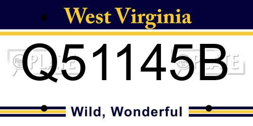 Q51145B West Virginia License Plate