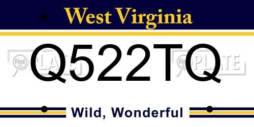 Q522TQ West Virginia License Plate