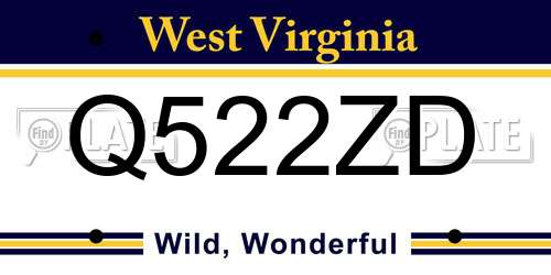 Q522ZD West Virginia License Plate