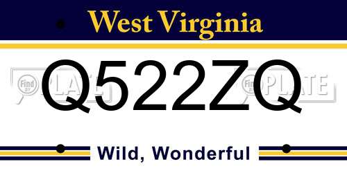 Q522ZQ West Virginia License Plate