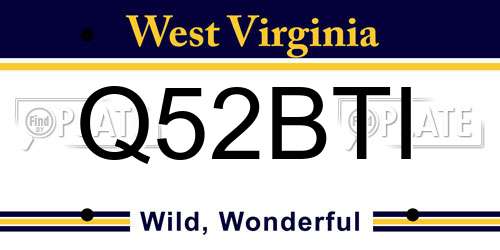 Q52BTI West Virginia License Plate