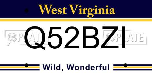 Q52BZI West Virginia License Plate