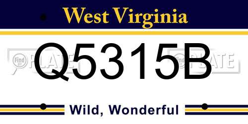 Q5315B West Virginia License Plate