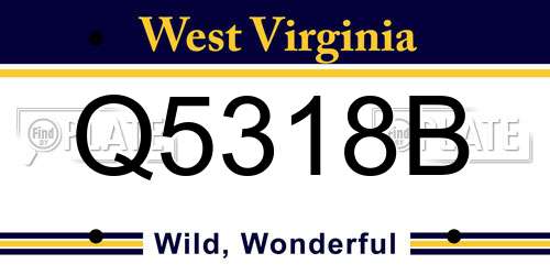 Q5318B West Virginia License Plate