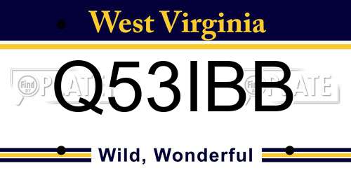 Q53IBB West Virginia License Plate