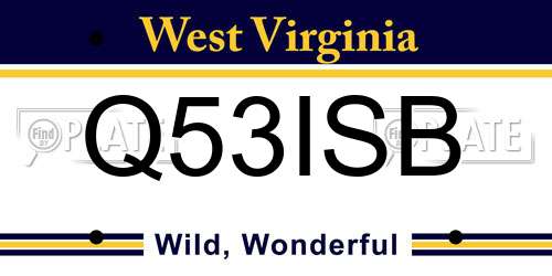 Q53ISB West Virginia License Plate