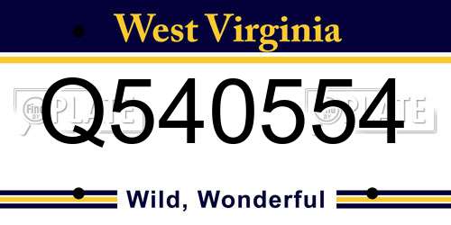 Q540554 West Virginia License Plate