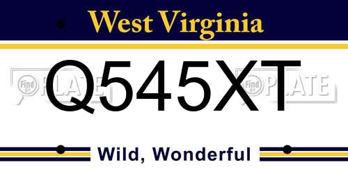 Q545XT West Virginia License Plate