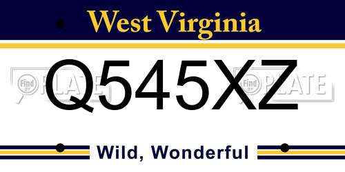 Q545XZ West Virginia License Plate