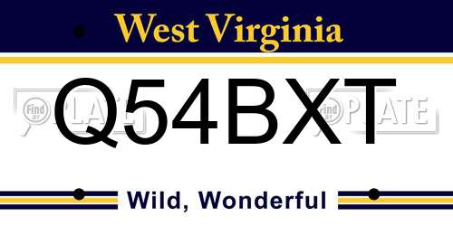 Q54BXT West Virginia License Plate