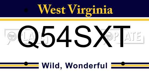 Q54SXT West Virginia License Plate