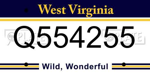 Q554255 West Virginia License Plate