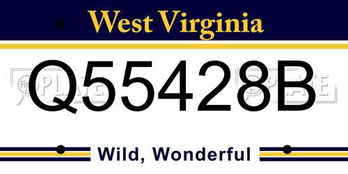 Q55428B West Virginia License Plate