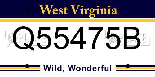 Q55475B West Virginia License Plate