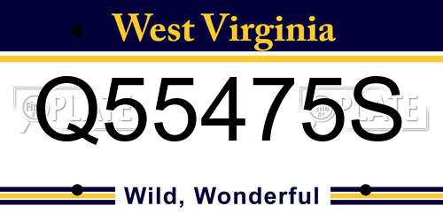 Q55475S West Virginia License Plate