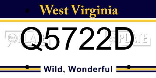 Q5722D West Virginia License Plate