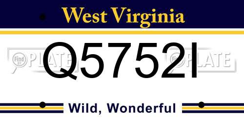Q5752I West Virginia License Plate