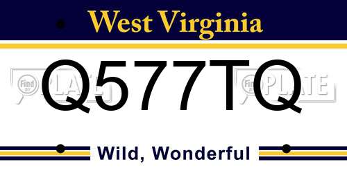 Q577TQ West Virginia License Plate