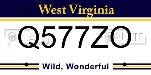 Q577ZO West Virginia License Plate