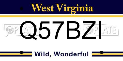Q57BZI West Virginia License Plate