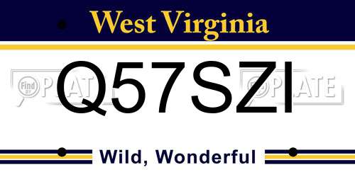 Q57SZI West Virginia License Plate