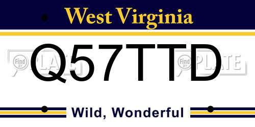 Q57TTD West Virginia License Plate