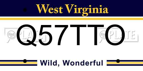 Q57TTO West Virginia License Plate