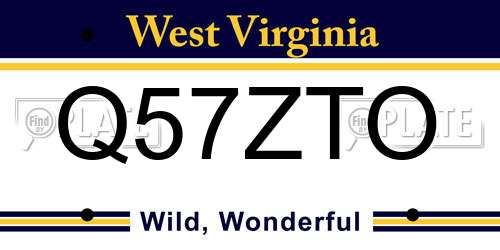 Q57ZTO West Virginia License Plate