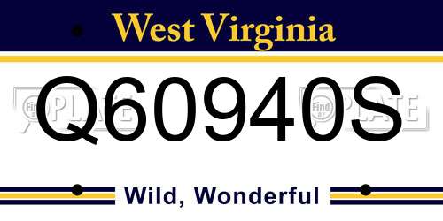 Q60940S West Virginia License Plate