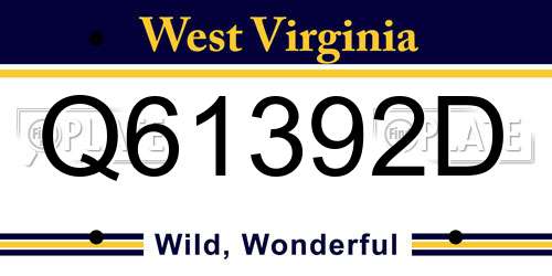 Q61392D West Virginia License Plate