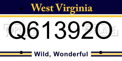 Q61392O West Virginia License Plate
