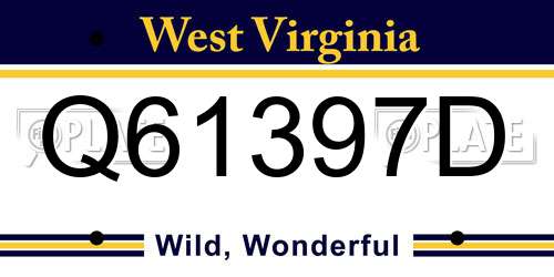 Q61397D West Virginia License Plate