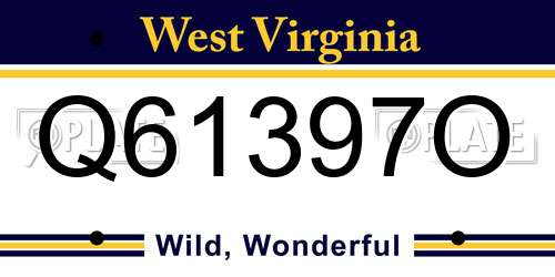 Q61397O West Virginia License Plate