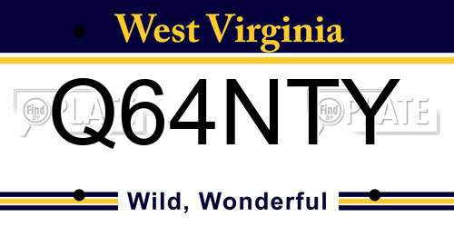 Q64NTY West Virginia License Plate