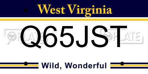 Q65JST West Virginia License Plate