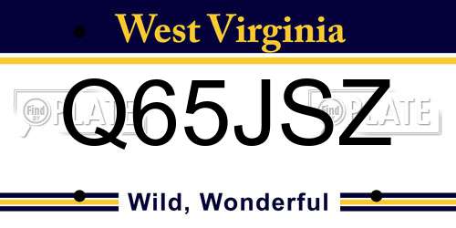 Q65JSZ West Virginia License Plate