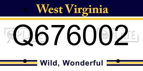 Q676002 West Virginia License Plate