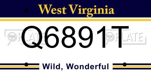 Q6891T West Virginia License Plate