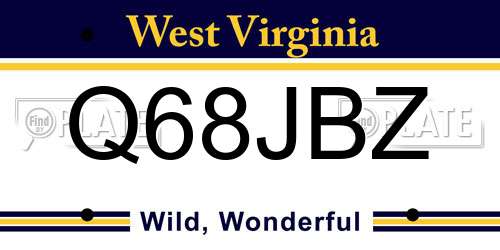 Q68JBZ West Virginia License Plate