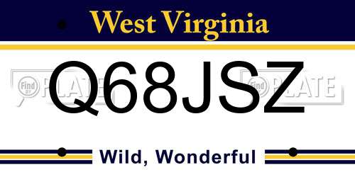 Q68JSZ West Virginia License Plate