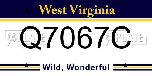 Q7067C West Virginia License Plate